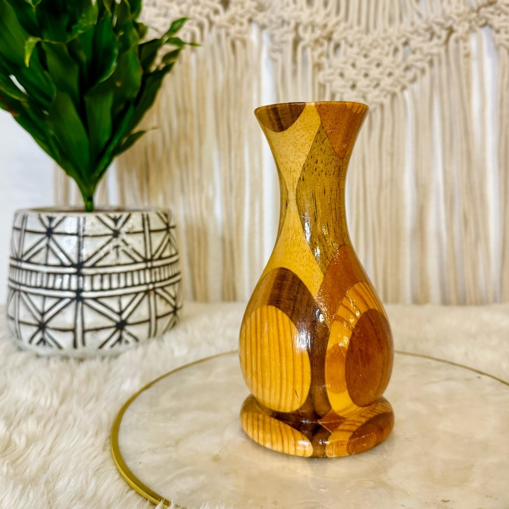 Vintage Turned Wood Vase
